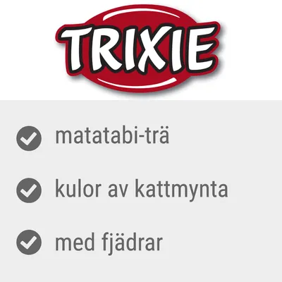 TRIXIE, matatabi-trä, kulor av kattmynta, med fjädrar