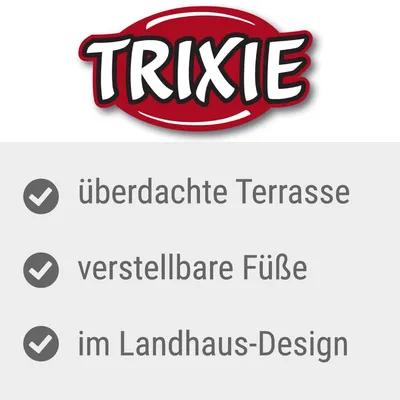 Trixie. Überdachte Terrasse, verstellbare Füße, im Landhaus-Design.