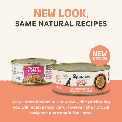 Applaws Taste Toppers i buljong, 156 g. Observera: Ny förpackningsdesign, receptet förblir oförändrat. Du kan få burkar med olika utseende. Applaws Taste Toppers i buljong, 156 g. Observera: Ny förpackningsdesign, receptet förblir oförändrat. Du kan få burkar med olika utseende.