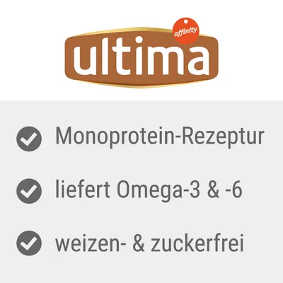 Ultima od Affinity. Monobiałkowa receptura, zawiera Omega-3 i 6, bez pszenicy i cukru.