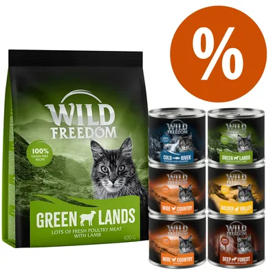 Wild Freedom Probierpaket: 400 g Trockenfutter + 6 x 200  /  70 g Nassfutter