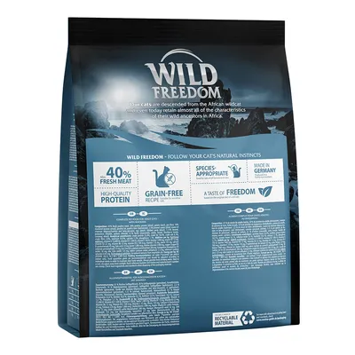 Wild Freedom cat food with 40% fresh meat, high-quality protein, grain-free recipe, species-appropriate, made in Germany, recyclable material. A taste of freedom based on wild diet.