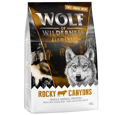 Wolf of Wilderness Elements Rocky Canyons, egyféle állati fehérje, friss szabadon tartott marhahús, 100% gabonamentes recept, 1 kg.