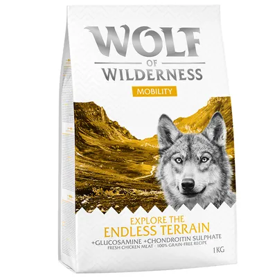 Wolf of Wilderness Mobility cibo per cani, Explore the Endless Terrain, con glucosamina e solfato di condroitina, carne fresca di pollo, ricetta 100% senza cereali, 1kg.