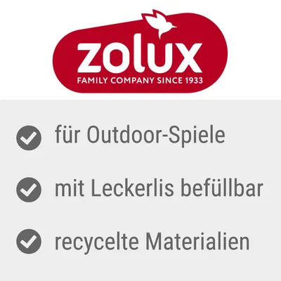 Zolux Family Company seit 1933. Eigenschaften: für Outdoor-Spiele, mit Leckerlis befüllbar, recycelte Materialien.
