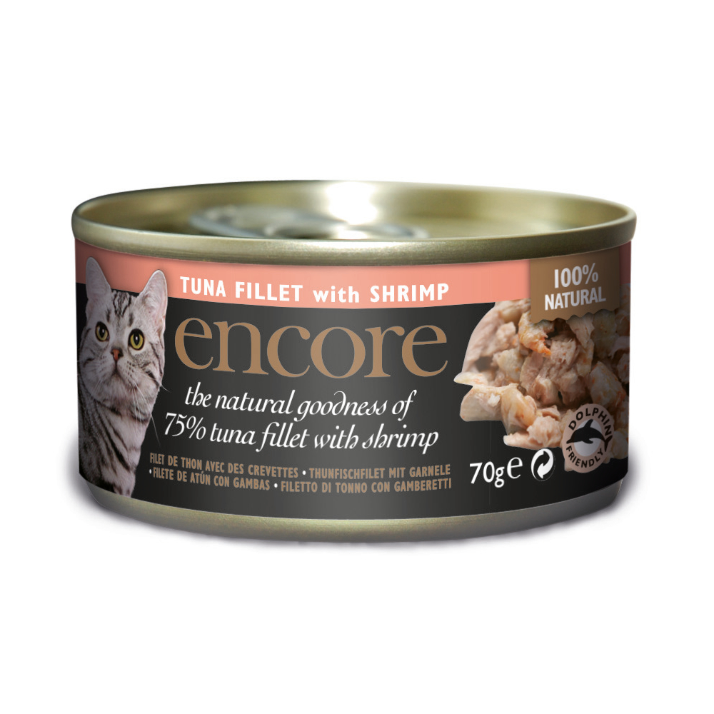 Set risparmio! Encore in lattina 48 x 70 g Alimento umido per gatti  - Tonno con gamberetti