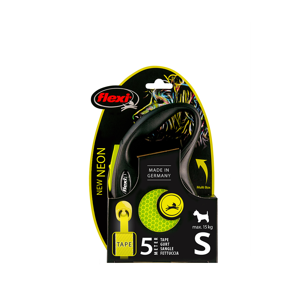 flexi New Neon Gurt-Leine, 5 m - Größe S: bis 15 kg