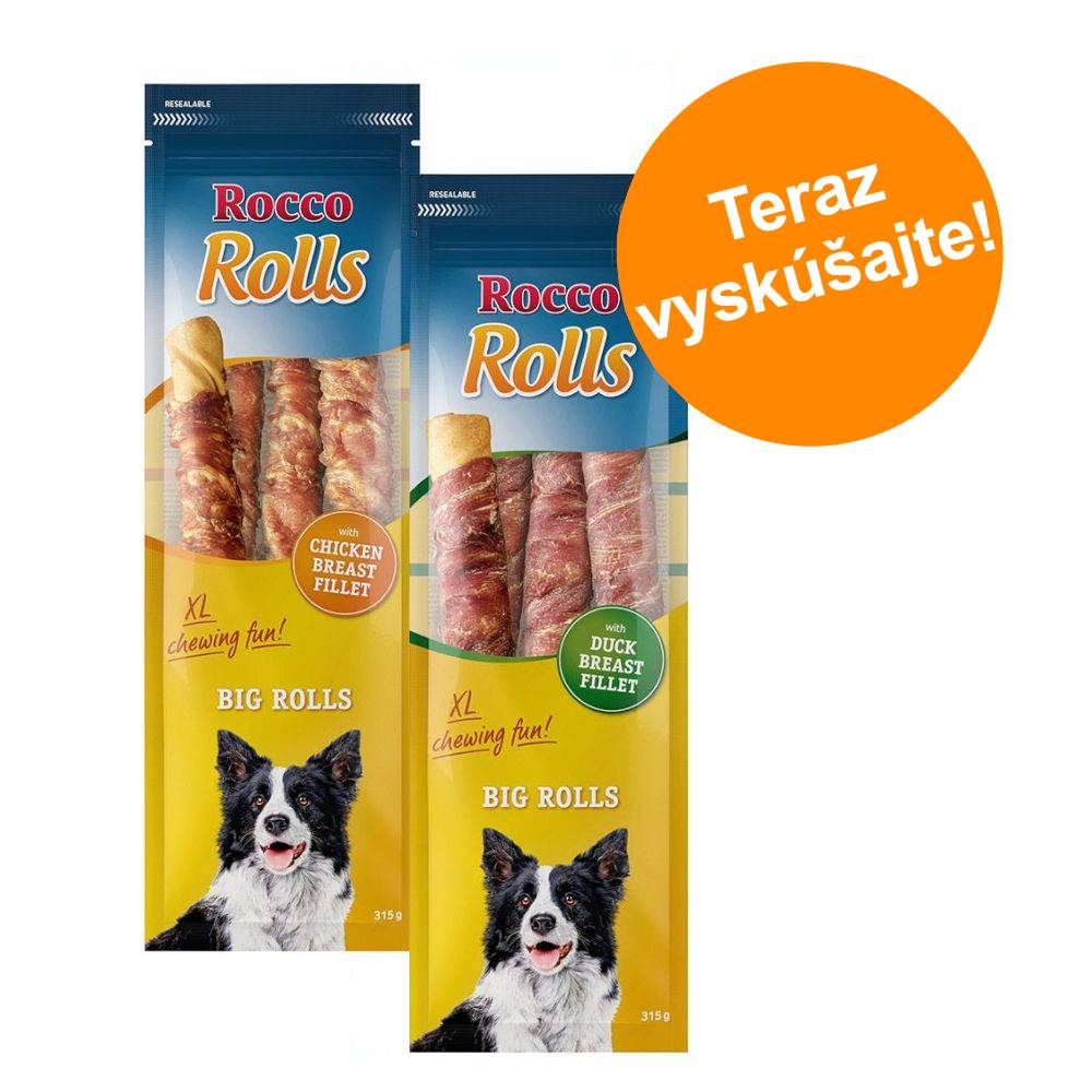 Fotografia produktu: Miešané balenie na skúšku Rocco Big Rolls mix: kuracie & kačacie 2 x 315 g