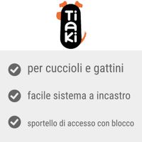 Tiaki, per cuccioli e gattini, facile sistema a incastro, sportello di accesso con blocco