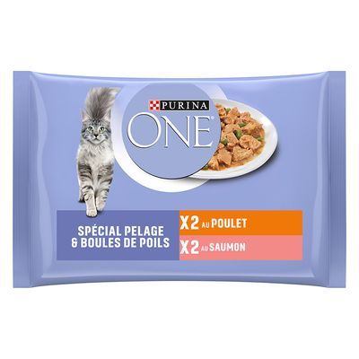 16 + 4 gratis! 20 x 85 g PURINA ONE Coat & Hairball Huhn und Lachs