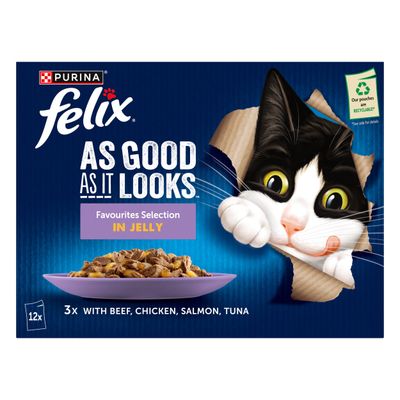48 x 85g Felix Wet Cat Food - 3 + 1 Free! * - As Good As It Looks Favourites Selection in Jelly (48 x 85g)