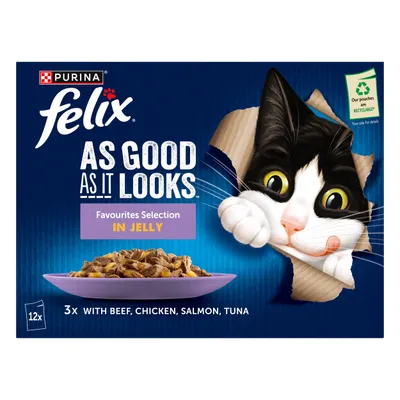 48 x 85g Felix Wet Cat Food - 3 + 1 Free! * - As Good As It Looks Favourites Selection in Jelly (48 x 85g)
