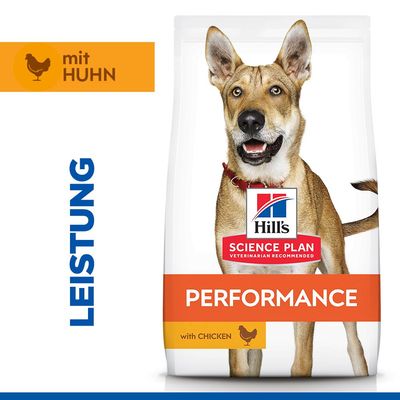 Hill's Science Plan Performance Adult 1+ mit Huhn. Hochenergetisches Futter für aktive, arbeitende und jagende Hunde. Ohne künstliche Konservierungsstoffe, Farben oder Aromen.