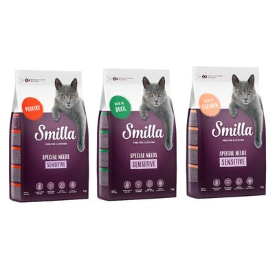 Smilla Adult Katzenfutter mit Fisch, wiederverschließbare Verpackung, enthält Taurin, Omega-Fettsäuren und Yucca-Schidigera. Made in Germany, 1 kg.