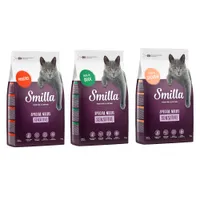 Probierpaket: 3 x 1 kg Smilla Trockenfutter - Sensitive Getreidefrei Geflügel + Lachs + Ente