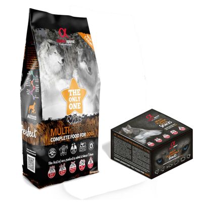 12 kg The Only One Alpha Spirit + 9 x 35 g gratis Snackbox! Multiprotein + Snacks Mixbox