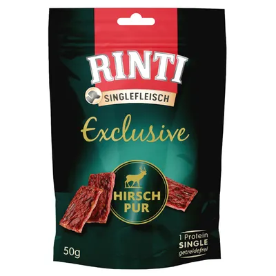 Rinti Singlefleisch Exclusive Hirsch Pur, spannmålsfri, 50g. 1 protein singel.