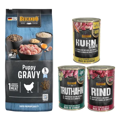 Lot mixte Belcando 15 kg / 12,5 kg + 6 x 400 g pour chien - Puppy Gravy (12,5 kg) Lot mixte Belcando 15 kg / 12,5 kg + 6 x 400 g pour chien - Puppy Gravy (12,5 kg)