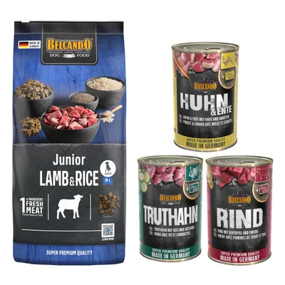 Lot mixte Belcando 15 kg / 12,5 kg + 6 x 400 g pour chien - Junior agneau, riz (12,5 kg) Lot mixte Belcando 15 kg / 12,5 kg + 6 x 400 g pour chien - Junior agneau, riz (12,5 kg)