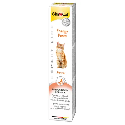 GimCat Energy Paste Expert Line. Power Energy-Boost-Formula, optimaalinen ravinto- ja energianlähde, antaa voimaa ja kestävyyttä. Valmistettu Saksassa, ilman lisättyä sokeria.