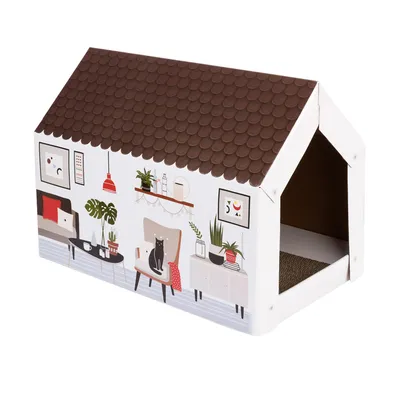 XL Cat House with Scratching Pad Winter Edition - 58 x 36 x 41cm (L x W x H)
