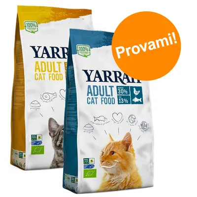 Set prova misto! 2 x 2,4 kg Yarrah Bio Crocchette per gatti - 2,4 kg con Pollo bio + 2,4 kg con Pesce