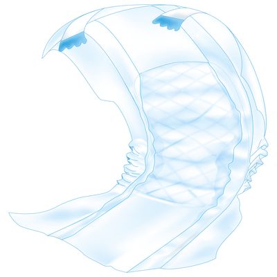 Hund med vit bukrem demonstrerar användningen av en hygienprodukt för husdjur.