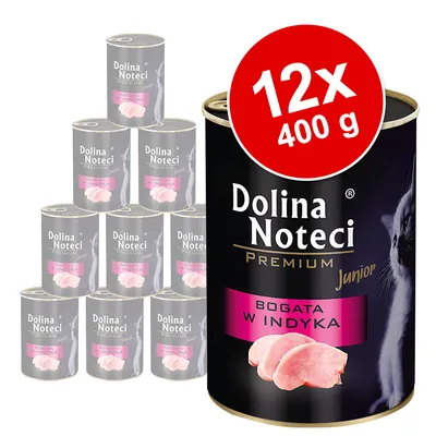 Dolina Noteci Premium Junior comida para gatos, rico en pavo, 12x 400g latas.
