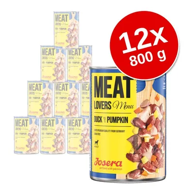 Josera MEAT LOVERS Menu Duck with Pumpkin, zestaw 12 puszek po 800 g. Widoczna etykieta: super premium quality from Germany, grain free, adult. Josera MEAT LOVERS Menu Duck with Pumpkin, zestaw 12 puszek po 800 g. Widoczna etykieta: super premium quality from Germany, grain free, adult.