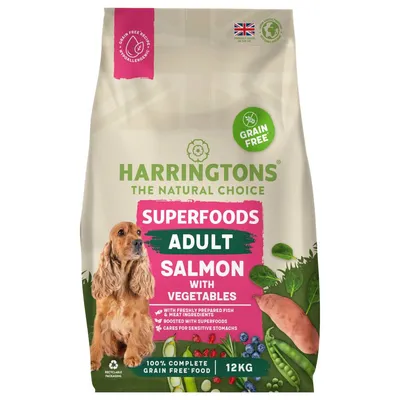 Harringtons Adult Grain Free with Superfoods Dry Dog Food - Salmon - 12kg
