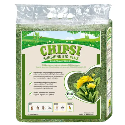 Chipsi Sunshine Bio Plus планинско ливадно сено - Органично глухарче (3 x 600 g)