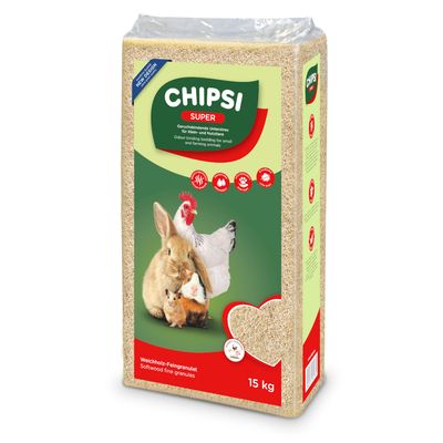 CHIPSI Super kvalitets-kæledyrsstrø, fint granulat, absorberende, lugtbindende, økonomisk, 3,4 kg. Velegnet til smådyr som hamster og ilder.