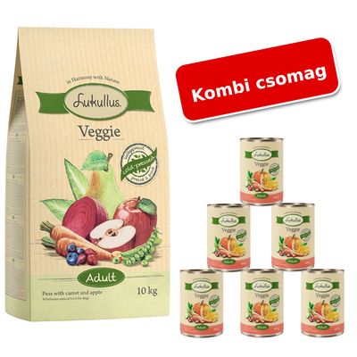 Lukullus Veggie hidegen sajtolt kutyatáp + 6 x 400 g Naturkost Veggie 1,5 kg száraztáp + 6 x 400 g nedveseledel