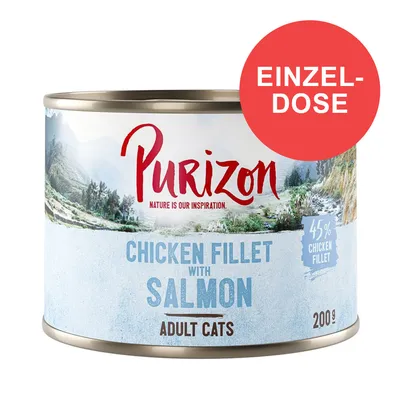 Purizon Einzeldose, Chicken Fillet mit Lachs, 45% Hühnerfilet, für erwachsene Katzen, 200g.