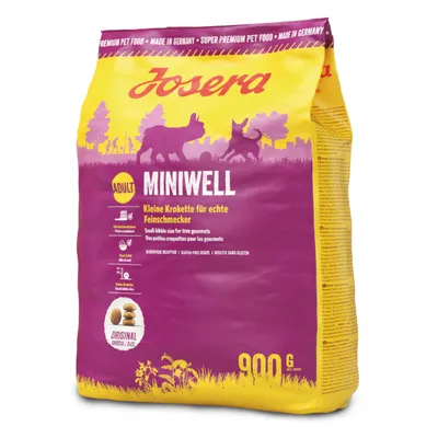 Josera Miniwell Adult, male krokete za gurmane, bez glutena, 900g. Super Premium Pet Food, proizvedeno u Njemačkoj.