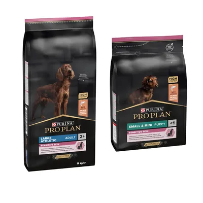 14kg PURINA PRO PLAN Dry Dog Food+3kg PURINA PRO PLAN Dry Dog Food Free! * - Large Athletic Adult Sensitive Skin - Salmon (14kg) + Small & Mini Adult Sensitive Skin - Salmon (3kg)
