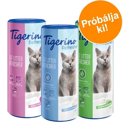 Tigerino Refresher Cat Litter Refresher háromféle illatban, 700 g-os kiszerelésben. Narancssárga kör: Próbálja ki!