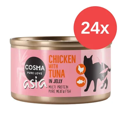 Cosma Asia Chicken with Tuna in Jelly, Multi Protein, Pure Meat & Fish. 24x Dosen mit Huhn und Thunfisch für Katzen.