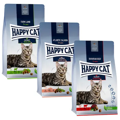 Blandpack: Happy Cat Culinary Adult - 3 x 1,3 kg Bavarian Beef, Atlantic Salmon, Farm Lamb