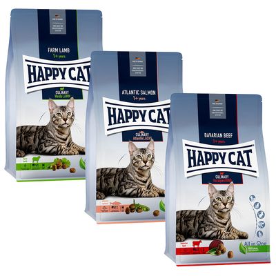 Happy Cat Culinary Adult vegyes csomag 3 x 1,3 kg marha, lazac & bárány