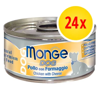 24x Monge Dog Pollo con Formaggio, Chicken with Cheese, pollo fresco, cottura a vapore, contiene vitamine naturali. Lattina di alimento per cani. 24x Monge Dog Pollo con Formaggio, Chicken with Cheese, pollo fresco, cottura a vapore, contiene vitamine naturali. Lattina di alimento per cani.