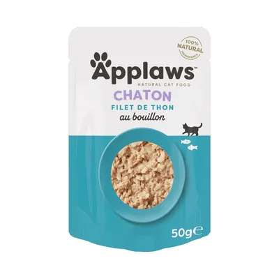 Lot économique Applaws Natural Kitten au bouillon 48 x 50 g - filet de thon
