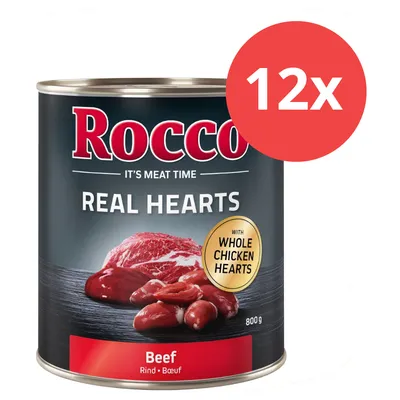 Rocco Real Hearts, Rind mit ganzen Hühnerherzen, 800g Dose, 12x Packung.