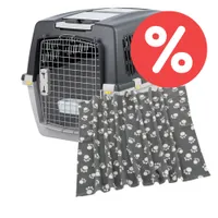 Sparset Trixie Transportbox Gulliver + Fleecedecke Pawty - Set Größe 7: Box + Decke