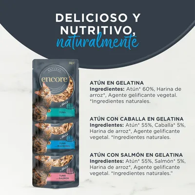Encore en gelatina en bolsitas 5 x 50 g para gatos - Pack mixto - Selección de pescados (3 variedades)