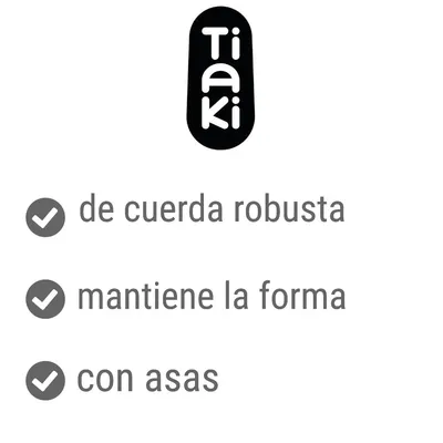 Tiaki. de cuerda robusta, mantiene la forma, con asas.