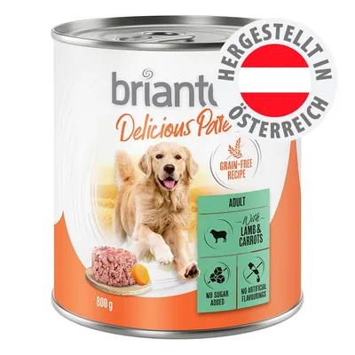 briantos Delicious Paté, 800g, Adult mit Lamm & Karotten, getreidefreie Rezeptur, ohne Zuckerzusatz, ohne künstliche Aromen, hergestellt in Österreich briantos Delicious Paté, 800g, Adult mit Lamm & Karotten, getreidefreie Rezeptur, ohne Zuckerzusatz, ohne künstliche Aromen, hergestellt in Österreich