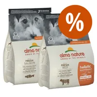 Multipack Risparmio! 2 x 2 kg Almo Nature Holistic Extra Small & Small Adult - Mix: Manzo + Salmone 