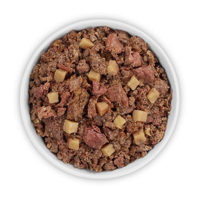 Conservă Rocco Senior, 800 g, cu text vizibil: Lamb & millet, Supporting Power & Vitality. Imagine cu bucăți de carne și mei pe etichetă. Text suplimentar în germană și franceză.