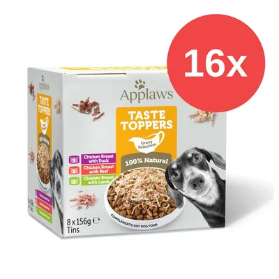 Applaws Taste Toppers Gravy Selection, 16x 156g Dosen. Sorten: Hähnchenbrust mit Ente, Rind oder Lamm. Ergänzungsfutter für Hunde, 100% natürlich.